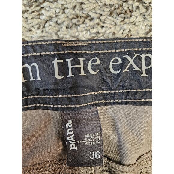 PrAna Zion Pants Mens Size 36 Beige Belted Nylon Stretch Hiking Vented - Picture 7 of 10